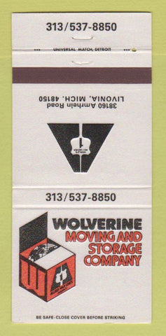 Matchbook Cover - Wolverine Moving Storage Trucking Livonia MI 30 Strike