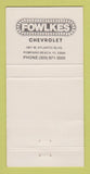 Matchbook Cover - Fowlkes Chevrolet Pompano Beach FL Bucky Butler 30 Strike