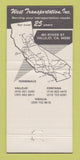Matchbook Cover - West Transportation Trucking Vallejo CA 30 Strike