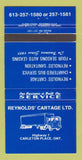 Matchbook Cover - Reynolds' Cartage Trucking Carleton Place ON 30 Strike