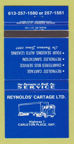 Matchbook Cover - Reynolds' Cartage Trucking Carleton Place ON 30 Strike