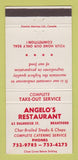 Matchbook Cover - Angelo's Restaurant Brantford ON WEAR 30 Strike