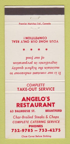Matchbook Cover - Angelo's Restaurant Brantford ON WEAR 30 Strike
