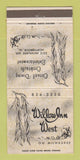 Matchbook Cover - Willow Inn West Northbrook IL 30 Strike