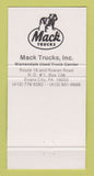 Matchbook Cover - Mack Trucks Mid Liner Evans City PA 30 Strike