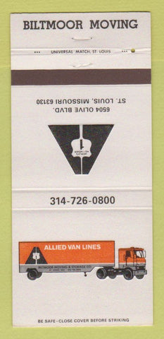 Matchbook Cover Allied Van Lines Trucking St Louis MO Biltmoor Moving 30 Strike
