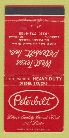 Matchbook Cover - Peterbilt Semi Trucks El Paso TX WEAR 30 Strike