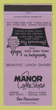 Matchbook Cover - Manor Coffee Shop San Francisco CA 30 Strike
