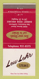 Matchbook Cover - Lew Lehr Steaks San Francisco CA 30 Strike