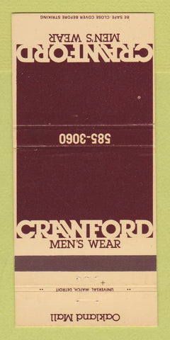 Matchbook Cover - Crawford Men's Clothes Troy MI 30 Strike