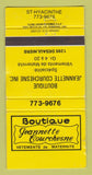 Matchbook Cover - Jeannette Courchesne Boutique St Hyacinthe QC WORN 30 Strike