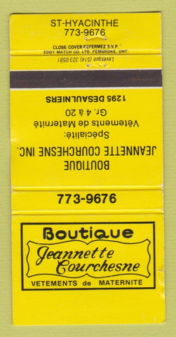 Matchbook Cover - Jeannette Courchesne Boutique St Hyacinthe QC WORN 30 Strike