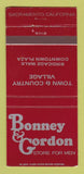 Matchbook Cover - Bonney Gordon Men's Clothes Sacramento CA 30 Strike