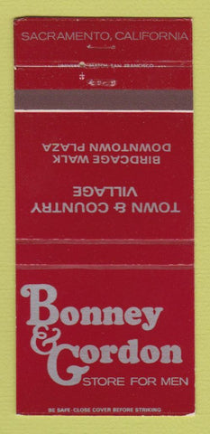 Matchbook Cover - Bonney Gordon Men's Clothes Sacramento CA 30 Strike