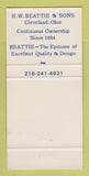 Matchbook Cover - HW Beattie Gems Cleveland OH 30 Strike