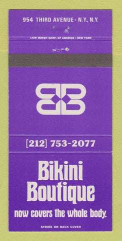 Matchbook Cover - Bikini Boutique New York City clothes 30 Strike