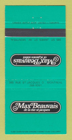 Matchbook Cover - Max Beauvais Montreal QC 30 Strike