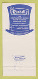 Matchbook Cover Randall's Men's Clothes Formal Denver Colorado Colfax 30 Strike