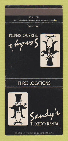 Matchbook Cover - Sandy's Tuxedo Rental Clothes New Orleans? LA 30 Strike