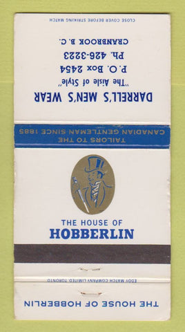 Matchbook Cover - House of Hobberlin Clothes Cranbrook BC WORN 30 Strike