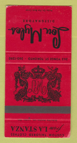 Matchbook Cover - Lou Myles La Stanza Clothes Toronto ON WEAR 30 Strike