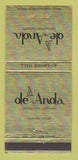 Matchbook Cover - De Andra Clothing Laredo TX 30 Strike