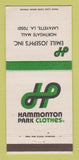 Matchbook Cover - Hammonton Park Clothes Lafayette LA WEAR 30 Strike