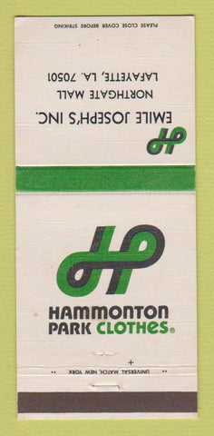 Matchbook Cover - Hammonton Park Clothes Lafayette LA WEAR 30 Strike