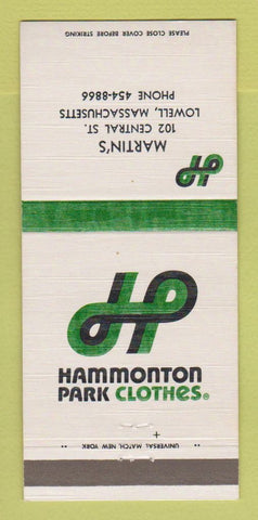 Matchbook Cover - Hammonton Park Clothes Martin's Lowell MA 30 Strike