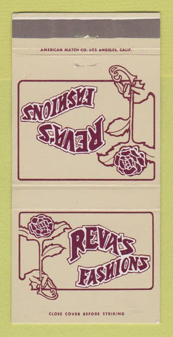 Matchbook Cover - Reva's Fashions Clothes Pasadena Arcadia CA 30 Strike