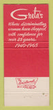 Matchbook Cover - Great's Clothes Long Beach CA Women's 30 Strike