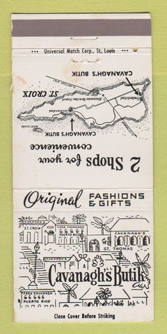 Matchbook Cover - Cavanagh's Butik Stores St Croix Virgin Islands WEAR 30 Strike