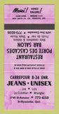 Matchbook Cover - Carrefour 8 24 Jeans St Hyacinthe QC PURPLE 30 Strike