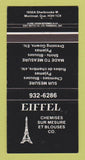 Matchbook Cover - Eiffel Chemises Clothes Montreal QC 30 Strike