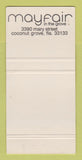 Matchbook Cover - Mayfair Clothes Coconut Grove FL WEAR 30 Strike