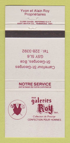 Matchbook Cover - Aux Galeries Roy Men's Clothes St Georges Beauce QC 30 Strike