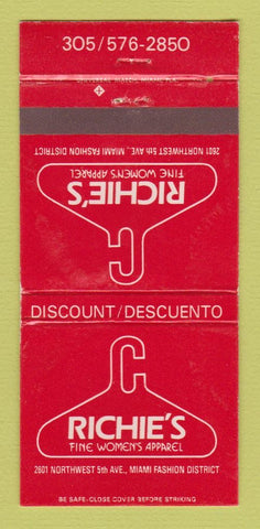Matchbook Cover - Richie's Women's Clothes Miami FL WEAR 30 Strike
