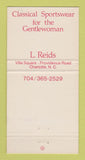 Matchbook Cover - L Reids Women's Clothes Charlotte NC 30 Strike