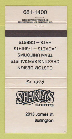 Matchbook Cover - Shakey's Shirts Clothes Burlington ON WEAR 30 Strike