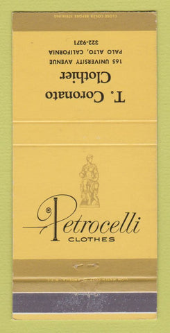 Matchbook Cover - Petrocelli Men's Clothes Coronato Palo Alto CA 30 Strike