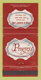 Matchbook Cover - Progress Men's Clothes Paul Robert Sept Iles QC 30 Strike