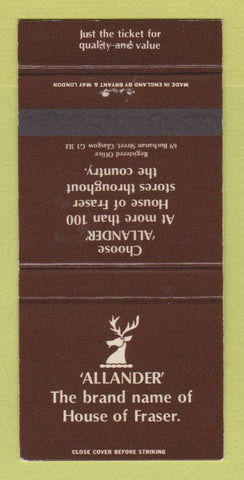 Matchbook Cover - Allander Clothes Glasgow  30 Strike