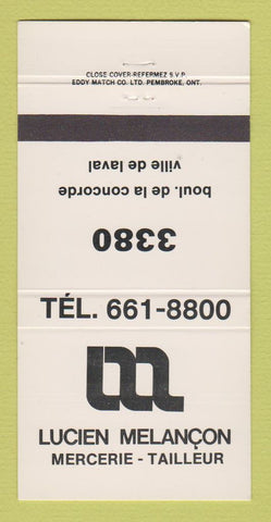 Matchbook Cover - Lucien Melancon Mercerie Talleur Laval QC 30 Strike