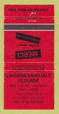 Matchbook Cover Lingerie Familiale Plourde St Etienne Des Gres QC WEAR 30 Strike