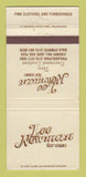 Matchbook Cover - Lee Newman Men's Clothes Philadelphia PA WEAR 30 Strike