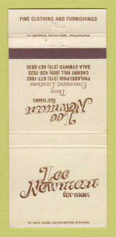 Matchbook Cover - Lee Newman Men's Clothes Philadelphia PA WEAR 30 Strike