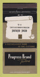 Matchbook Cover - Progress Men's Clothes Notre Dame Du Lac QC 30 Strike