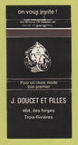 Matchbook Cover - J Doucet Et Filles Trois Rivieres QC 30 Strike