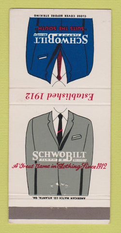 Matchbook Cover - Schwobilt Men's Clothes Suits 30 Strike
