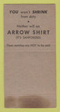 Matchbook Cover - Arrow Shirts Canada Military Montreal QC WORN 30 Strike